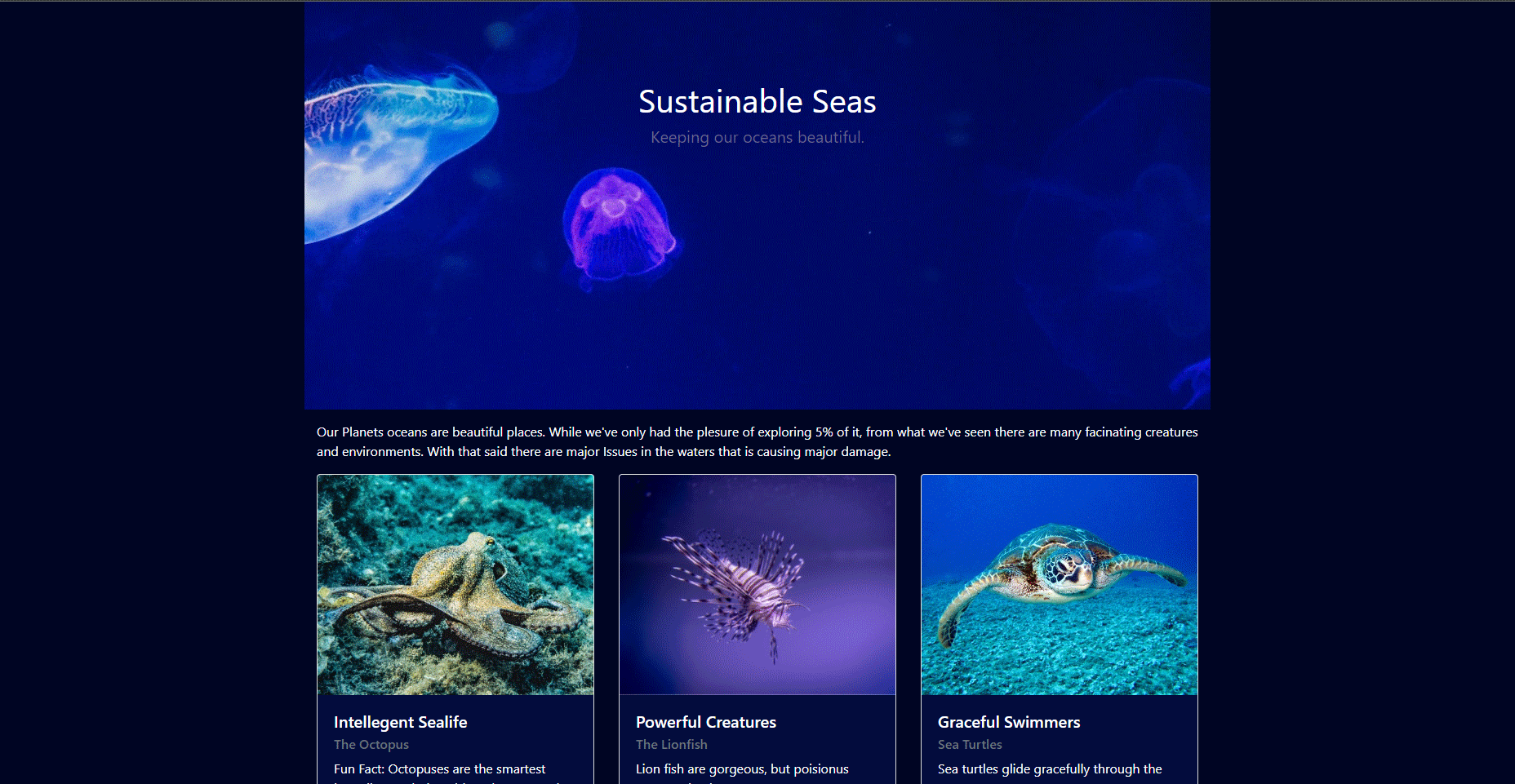 Suatainable Seas Website
